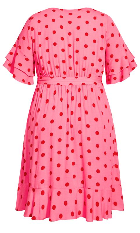 Evans Pink & Red Polka Dot Wrap Dress 4