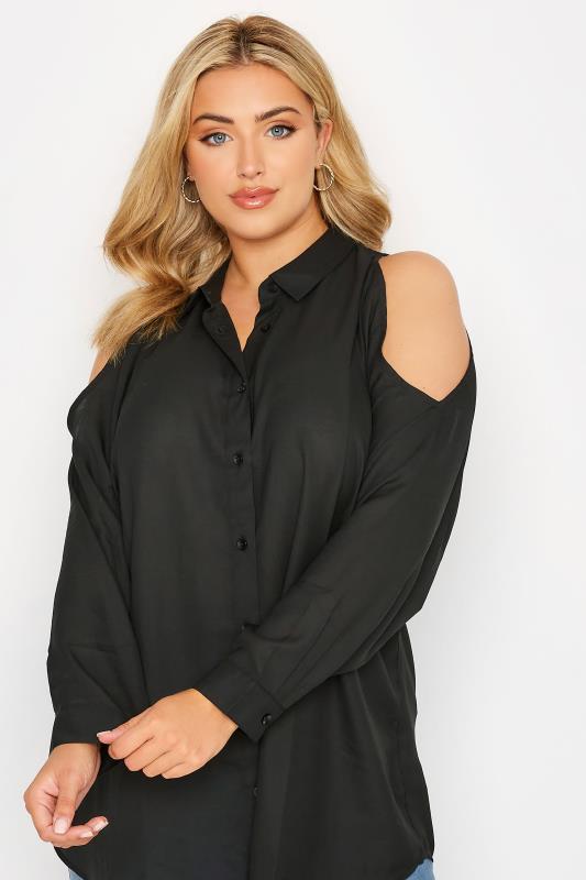 Plus Size Black Cold Shoulder Shirt | Yours Clothing 4