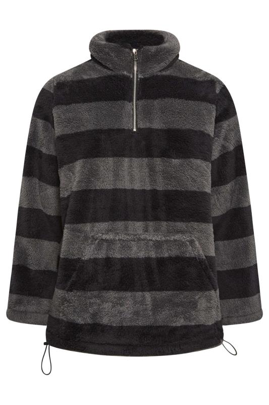 YOURS Plus Size Stripe  Half Zip Fleece Sweatshirt | Yours Clothing 6