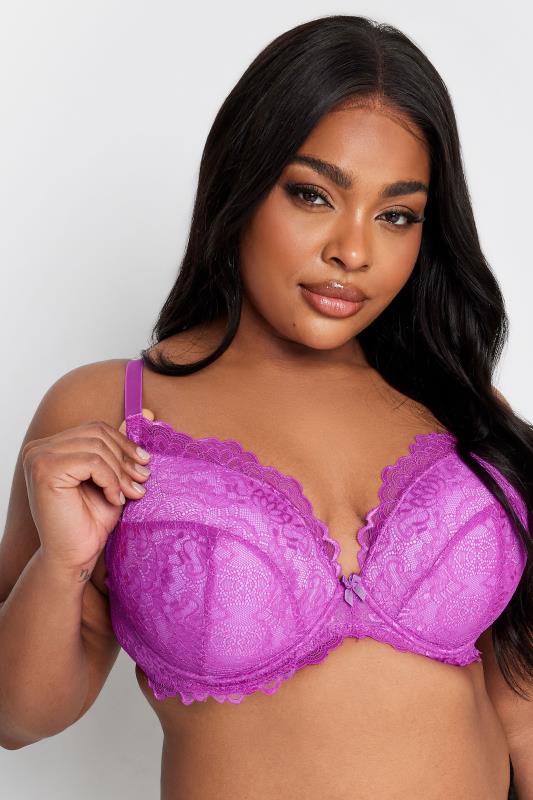 Plus Size  YOURS Cherry Pink Lace Padded Bra