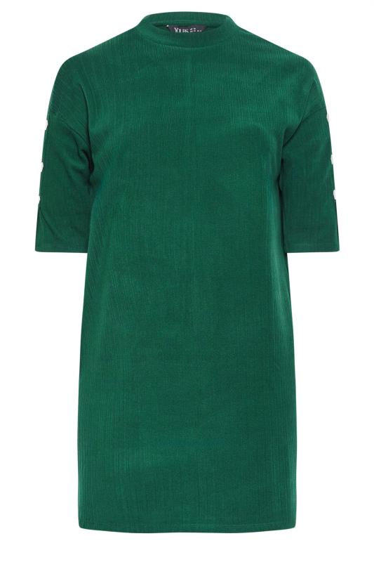 YOURS Plus Size Green Soft Touch Button Detail Mini Dress | Yours Clothing 5
