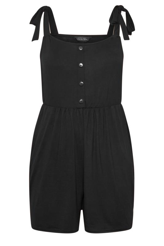 LIMITED COLLECTION Plus Size Black Short Dungarees | Yours Clothing  6