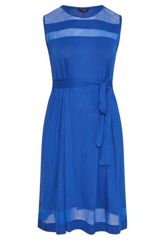 Plus Size Cobalt Blue Mesh Panel Skater Dress | Yours Clothing  6