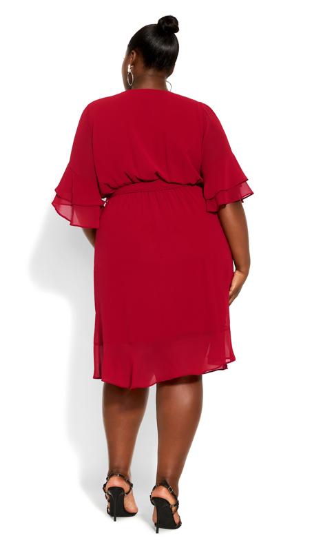 Evans Red Frill Sleeve Wrap Dress 2