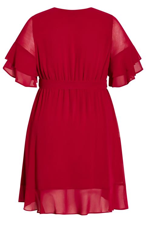 Evans Red Frill Sleeve Wrap Dress 4