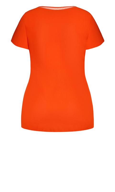 Evans Orange Lace Insert V-Neck T-Shirt 5