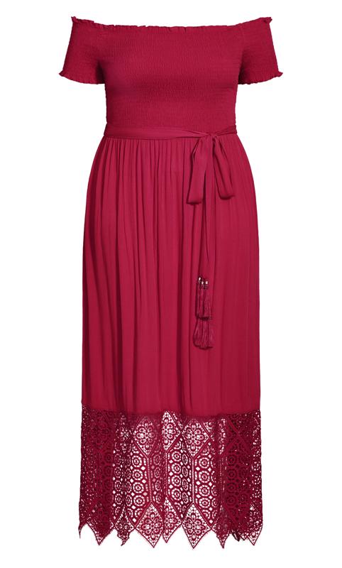 Evans Red Crochet Hem Maxi Dress 3