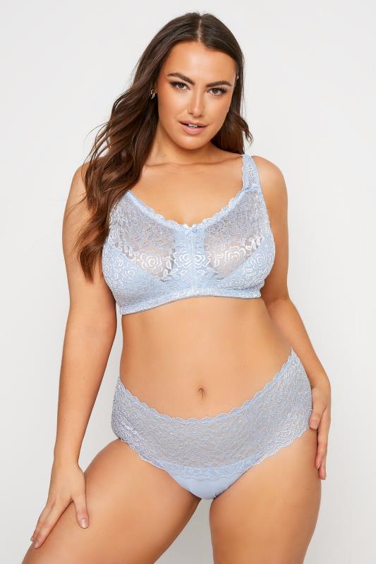 Blue Hi Shine Lace Non-Padded Non-Wired Full Cup Bra 2