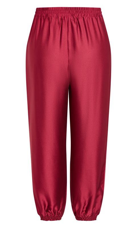 YOURS Curve Burgundy Red Wide Leg Stretch Velvet Trousers