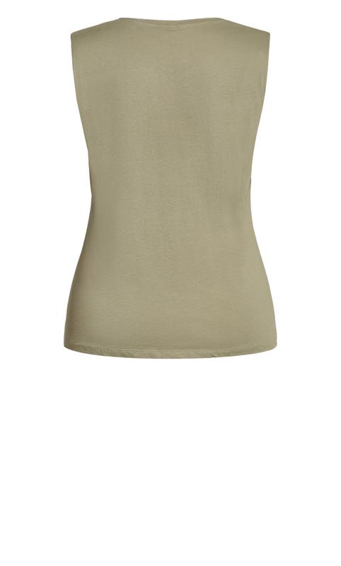 Evans Khaki Green 'Los Angeles' Print Sleeveless T-Shirt 6