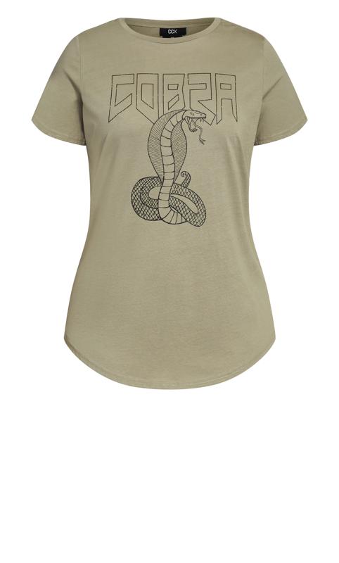 Evans Khaki Green Cobra Print T-Shirt 4