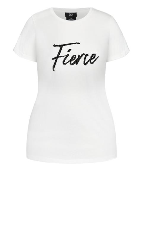 Evans White 'Fierce' Glitter T-Shirt 4