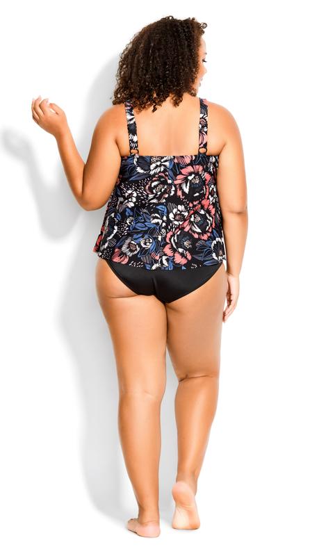 V Tiered Navy Floral Print Tankini Top 6