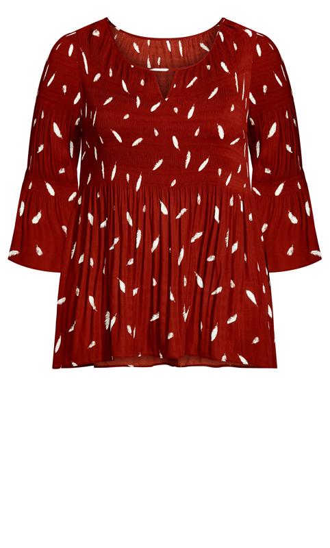 Evans Red Feather Print Cut Out Detail Top 5