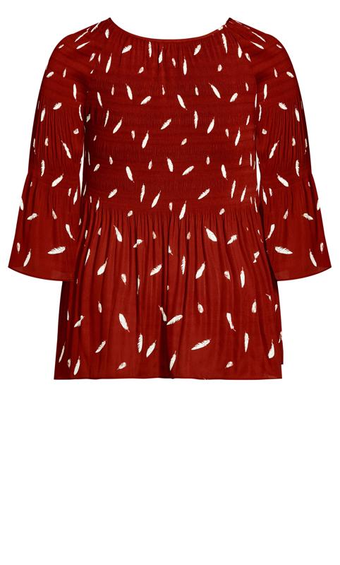 Evans Red Feather Print Cut Out Detail Top 6