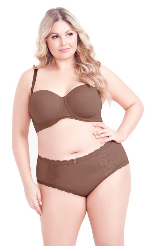 Plus Size  Hips & Curves Mocha Brown Strapless Multiway Bra