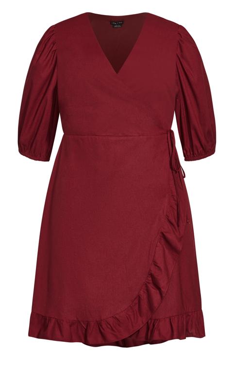 Evans Burgundy Red Puff Sleeve Wrap Mini Dress 5