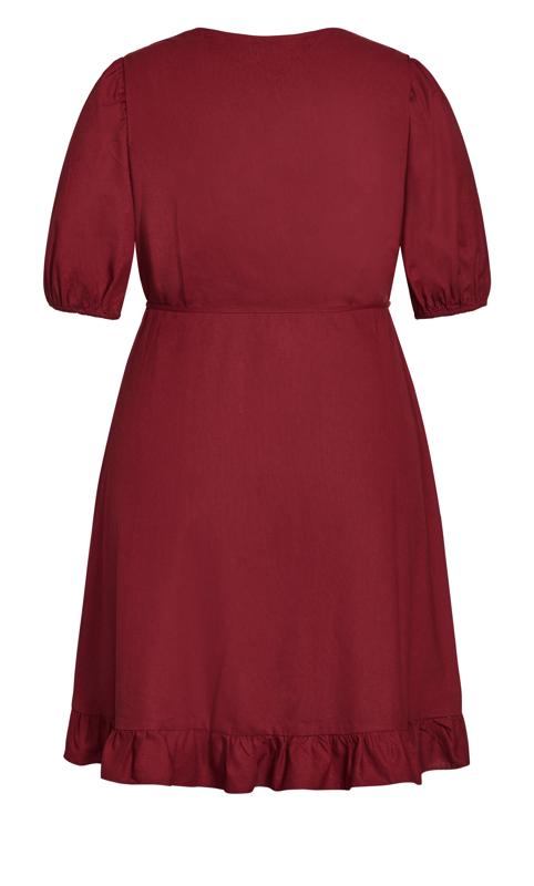 Evans Burgundy Red Puff Sleeve Wrap Mini Dress 6
