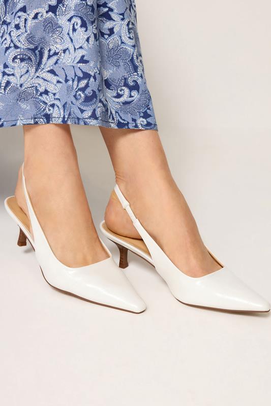 LTS Ivory White Slingback Kitten Heel In Standard Fit | Long Tall Sally 1