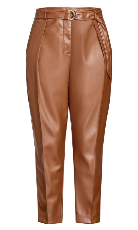 Evans Brown Faux Leather Belted Staight Leg Trousers 4