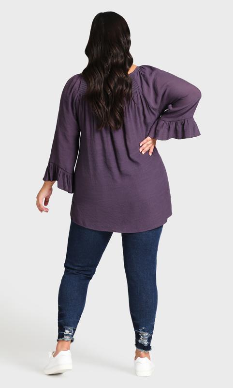 Evans Purple Longline Top with Frill Sleeve 4