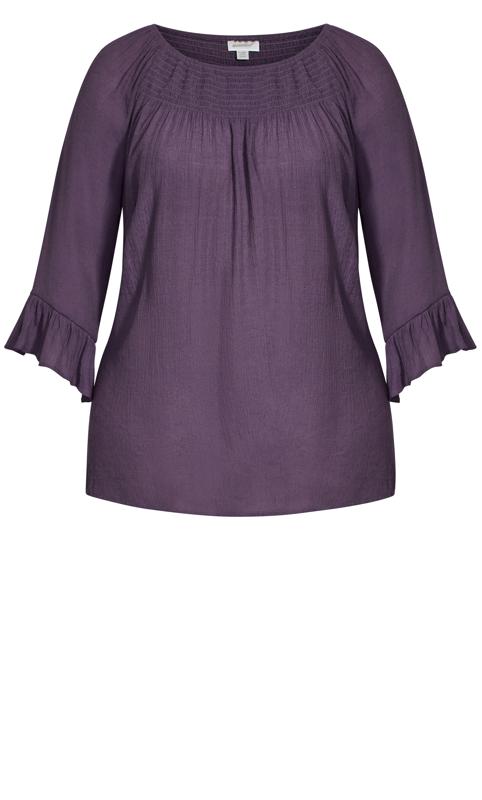 Evans Purple Longline Top with Frill Sleeve 5