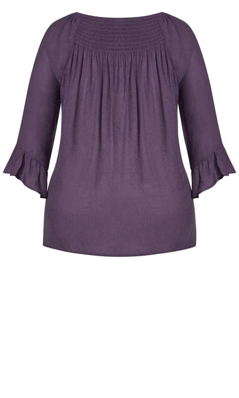Evans Purple Longline Top with Frill Sleeve 6
