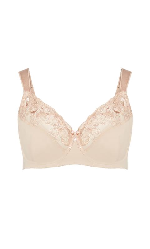 Evans Nude Embroidered Full Support Underwired Bra 3