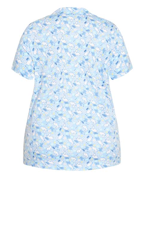 Evans Blue Bunny Print Collared Pyjama Top 6