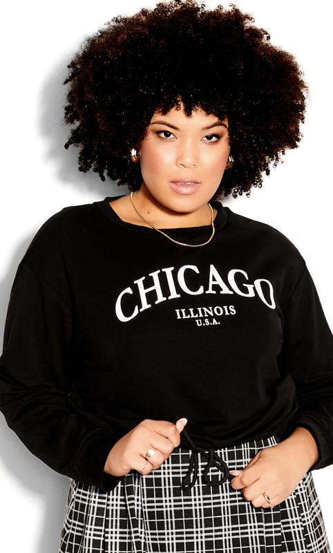 Evans Black 'Chicago' Slogan Varsity Sweatshirt 2