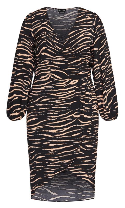 Evans Black & Brown Zebra Print Wrap Dress 4