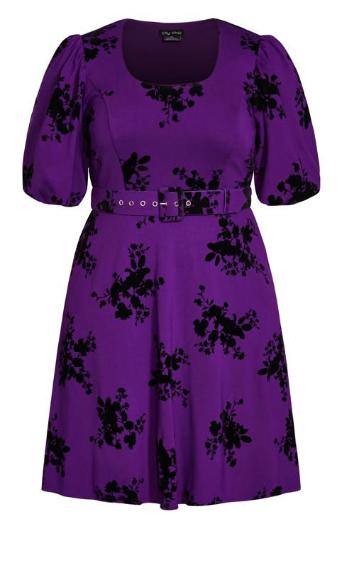 Evans Purple Floral Belted Skater Dress 4