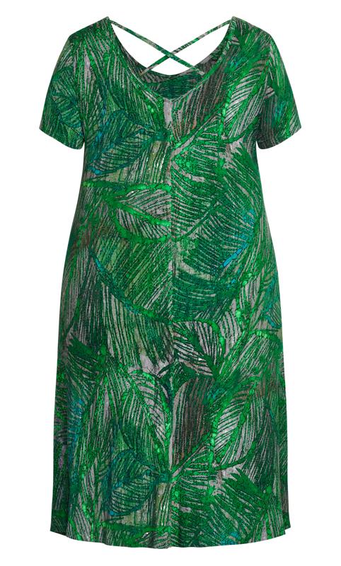 Evans Green Cross Back Leaf Print Swing Dress 6