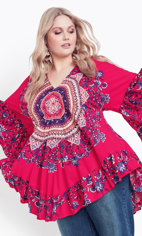  Evans Red Frankie Frill Tunic