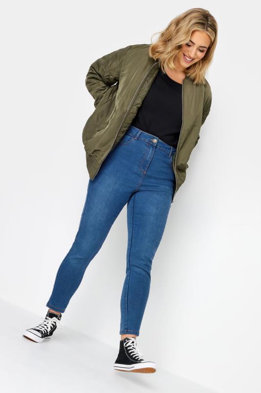 Plus Size Mid Blue Skinny Stretch AVA Jeans | Yours Clothing 2
