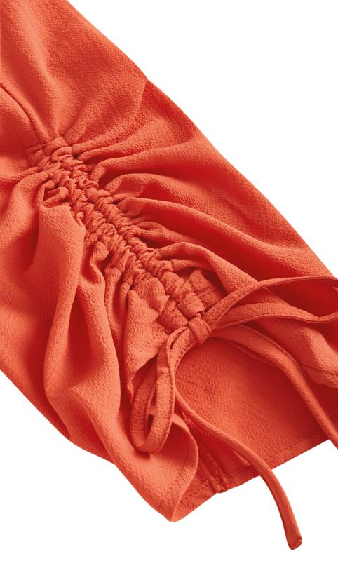 Evans Coral Orange Ruched Sleeve Wrap Top 6