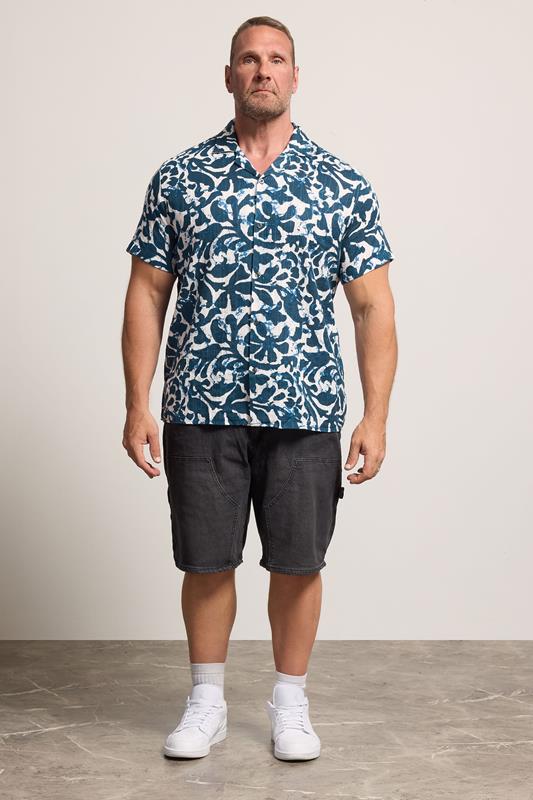 JACK & JONES Big & Tall Blue Sun Print Resort Shirt | BadRhino 1