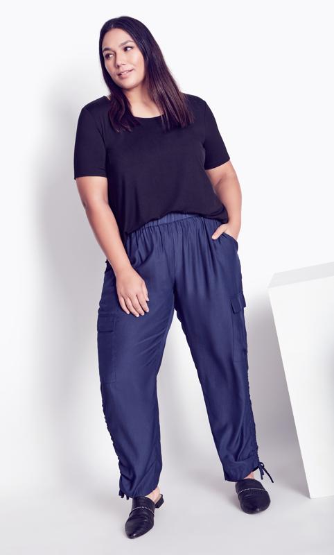  Grande Taille Evans Navy Shiloh Ruched Trouser