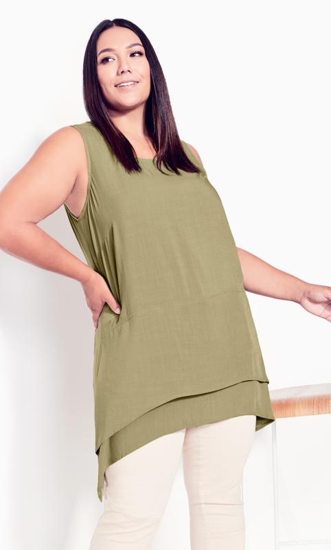 Plus Size  Evans Olive Green Layered Tunic