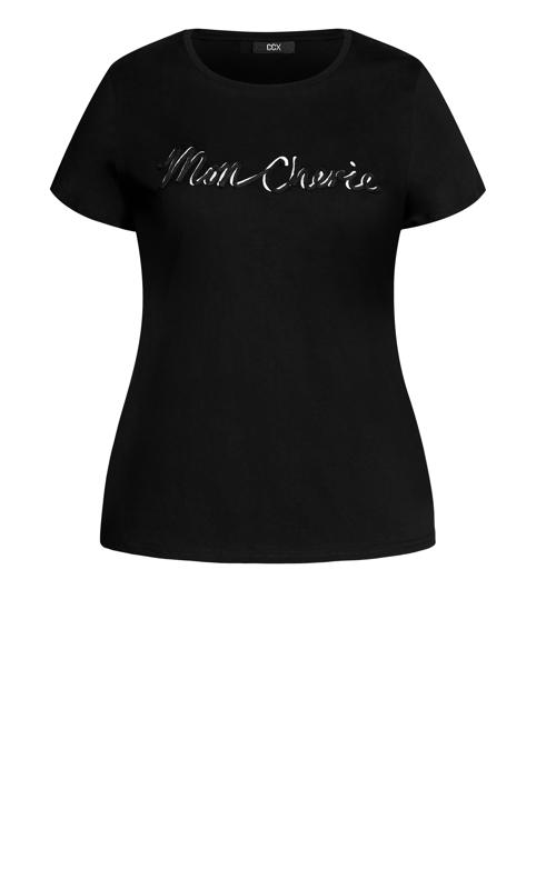 Evans Black 'Mon Cheri' Slogan T-Shirt 5