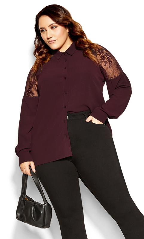  Grande Taille Evans Puple Lace Sleeve Shirt