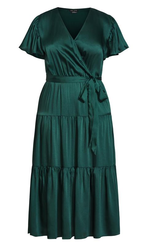 Evans Green Satin Tiered Wrap Maxi Dress 4
