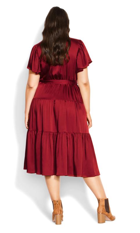 Evans Red Tiered Wrap Midi Dress 4