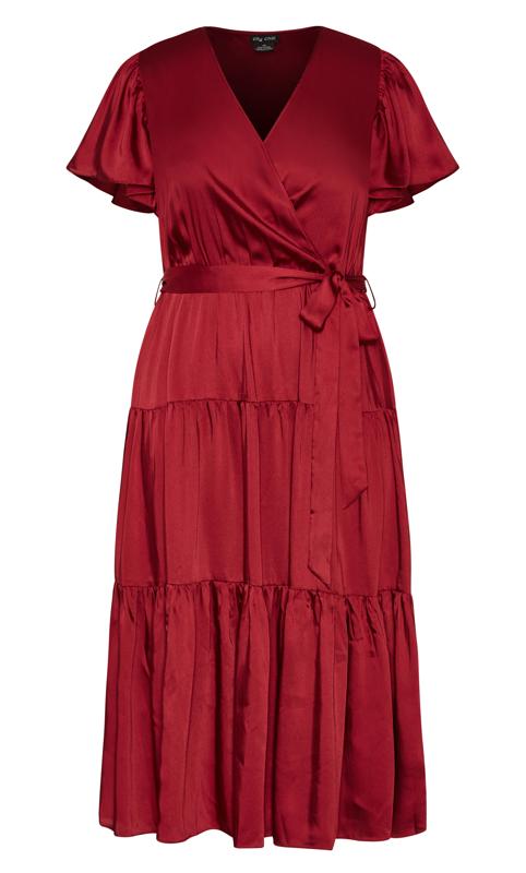 Evans Red Tiered Wrap Midi Dress 5