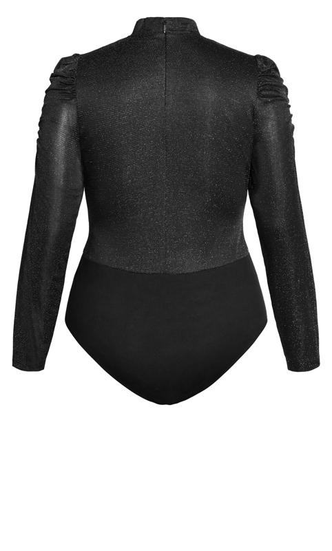 Evans Black Glitter Long Sleeve Bodysuit 6