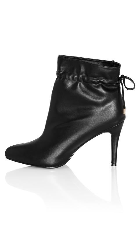 Evans Black Faux Leather Heeled Ruched Ankle Boot 3