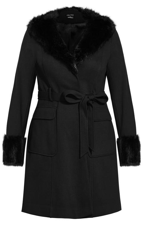 Evans Black Fur Trim Coat 6