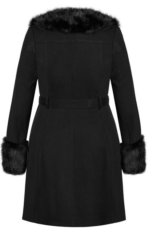 Evans Black Fur Trim Coat 7