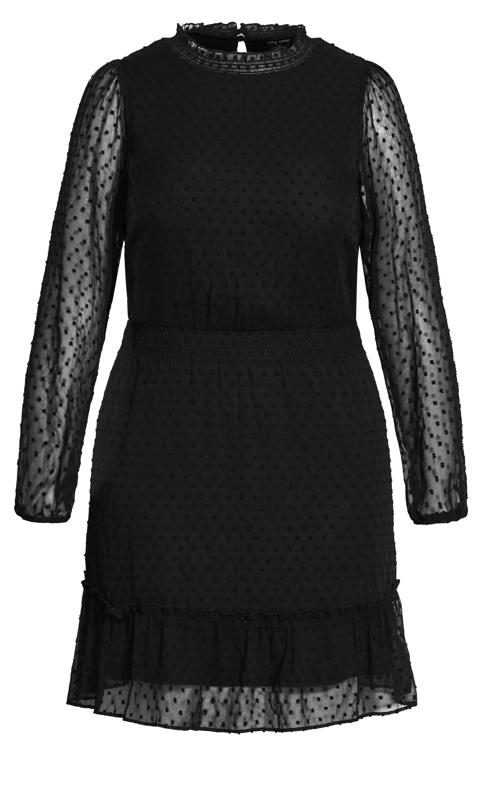 Evans Black Dobby Long Sleeve Mini Dress 4