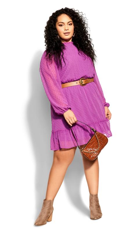 Plus Size  Evans Purple Dobby Tiered Dress